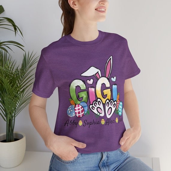 Customized Easter Gigi Shirt, Bunny Gigi tee, Bunny Grandma Shirt, Grandma tshirt for Holiday, Mimi Easter Gifts, Gifts for Mom