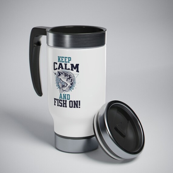 Graphic travel mug, Fishing mug, fisherman cup, angler gift, outdoor cup, fisherman gift