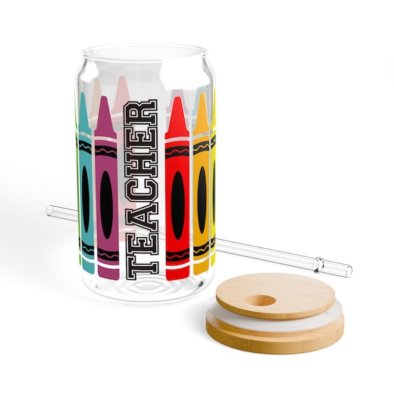 Teacher Colors Can glass16oz, Teacher Appreciation glass gift, Colors Glass appreciation gift