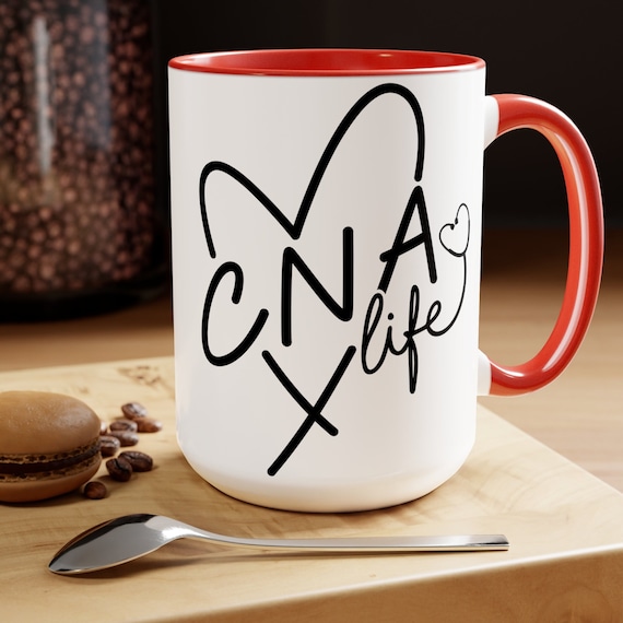 CNA life mug, nursing cup, nurse life, heart mug, gift for nurse, gift for CNA