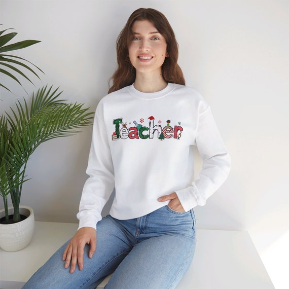 Christmas Teacher Crewneck Sweatshirt, educator holiday sweater for women, instructor gift for men, tutor decorative pullover gift