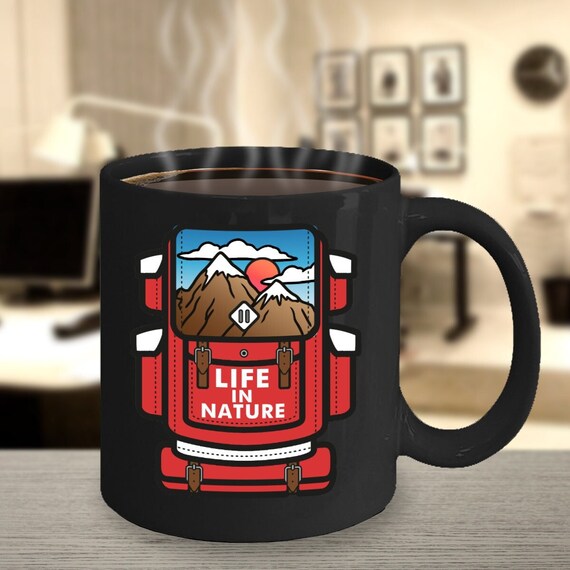 Camping mug, Life in Nature cup, Nature, gift for camper, outdoor mug, camping cup