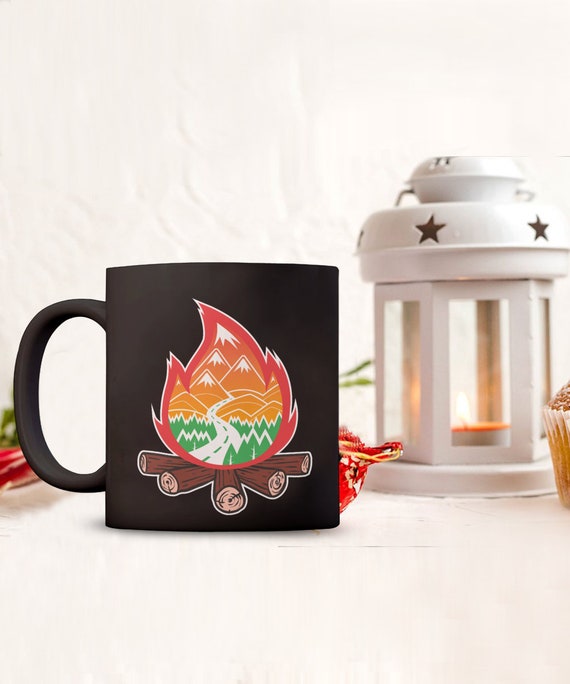 Ceramic cup, Outdoor mug, camping mug, campfire cup, gift for camper, outdoorsman gift