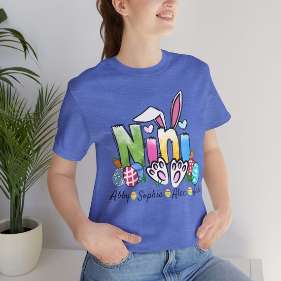 Customized Easter Nini t-shirt, Bunny Mama tee, Retro Easter tee, Bunny shirt, Grandma gift, Holiday gift
