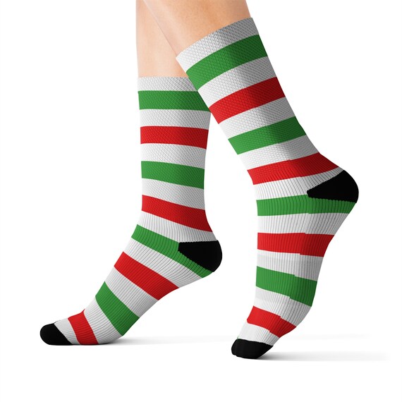 Christmas socks, Striped Christmas socks, sock lover gift, holiday socks, Christmas hosiery