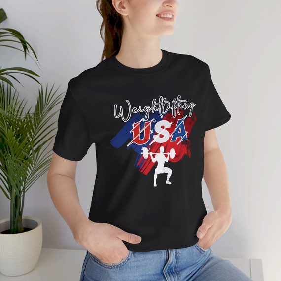 USA Weightlifting Shirt, Powerlifting T-shirt, Olympic Lifting Gift, Working Out Tee, Fitness Gift for Him & Her