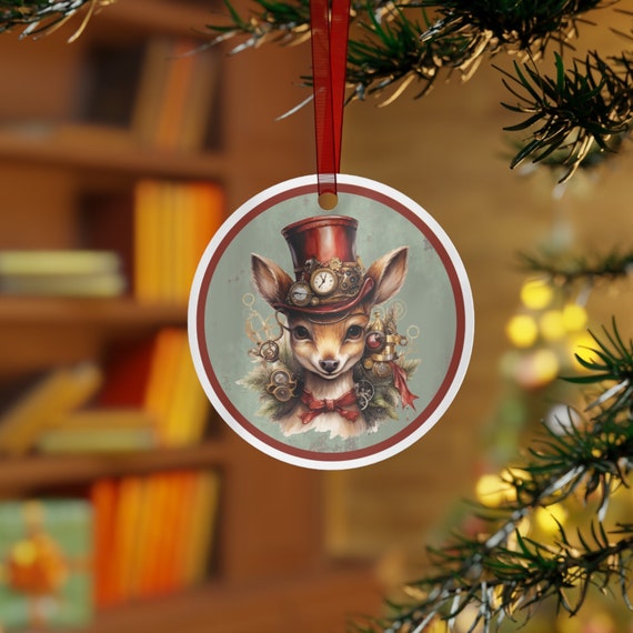 Reindeer Steampunk Ornaments, Christmas Reindeer bauble gift, Fantasy Christmas bauble, gift for Steampunk lover