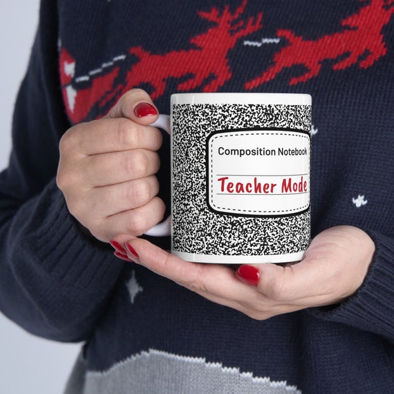 Composition Book mug Design, Black White, Composition Notebook Cover cup, Back to School gift, Teacher gift