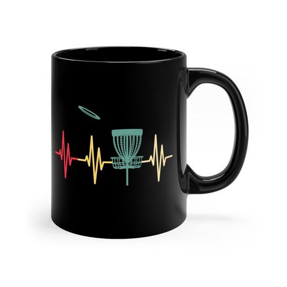 Disc golf heartbeat mug, frisbee golf cup, Golf mug, Gift for frisbee golfer, golfer gift