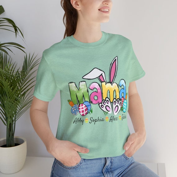 Customized Easter mama t-shirt, Bunny Mama tee, Retro Easter tee, Bunny shirt, Grandma gift, Holiday gift