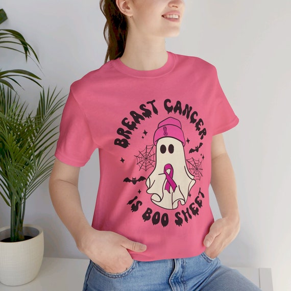Breast Cancer Awareness Shirt, Spooky 'Boo Sheet' Design with Ghost Graphic, Supportive Wear for Survivors, Ideal Gift for Cancer Warriors