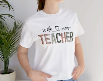 Camiseta de mamá maestra, camiseta de esposa madre, camiseta de esposa maestra, regalo para mamá, regalo del Día de la Madre, camiseta de agradecimiento