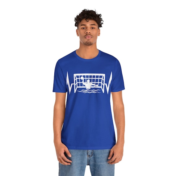 Water Polo Heartbeat Graphic Tee, Player Shooting Goal Design, Ideal for Game Day Attire, Unique Gift for Sports Enthusiasts