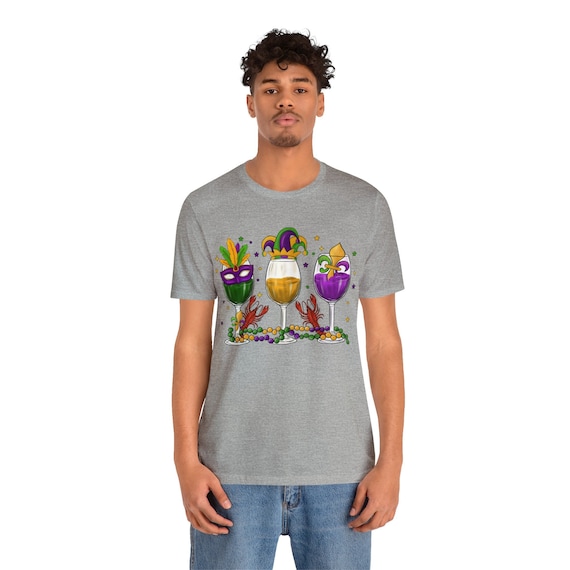 Mardi Gras Wine Shirt, Unique Carnival t-shirt, Perfect for Mardi Gras Celebrations and Gifts, Fat Tuesday tee, Novelty Gift for Wine Lovers