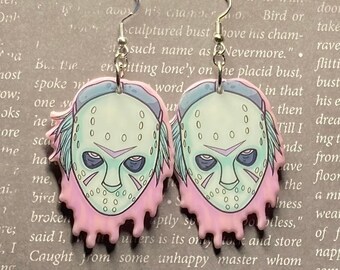 Jason Voorhees earrings, pastel goth earrings, Friday the 13th earrings, Halloween earrings, horror earrings