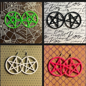 Pentagram earrings, Pentacle earrings, Star earrings, witch earrings, horror earrings, Halloween earrings, punk earrings, Goth earrings