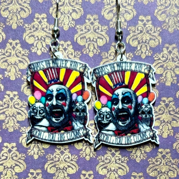 Captain Spaulding earrings, Sid Haig earrings,  House of 1000 Corpses earrings, Rob Zombie, horror earrings, Halloween earrings