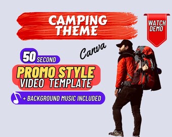Promotional Video Marketing Social Media Branding Kit Canva Slideshow Animation Video Business Presentation Template Video Promo for Camping
