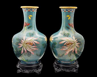中国の七宝焼花瓶ペア 中国七宝焼花瓶 - Etsy 日本