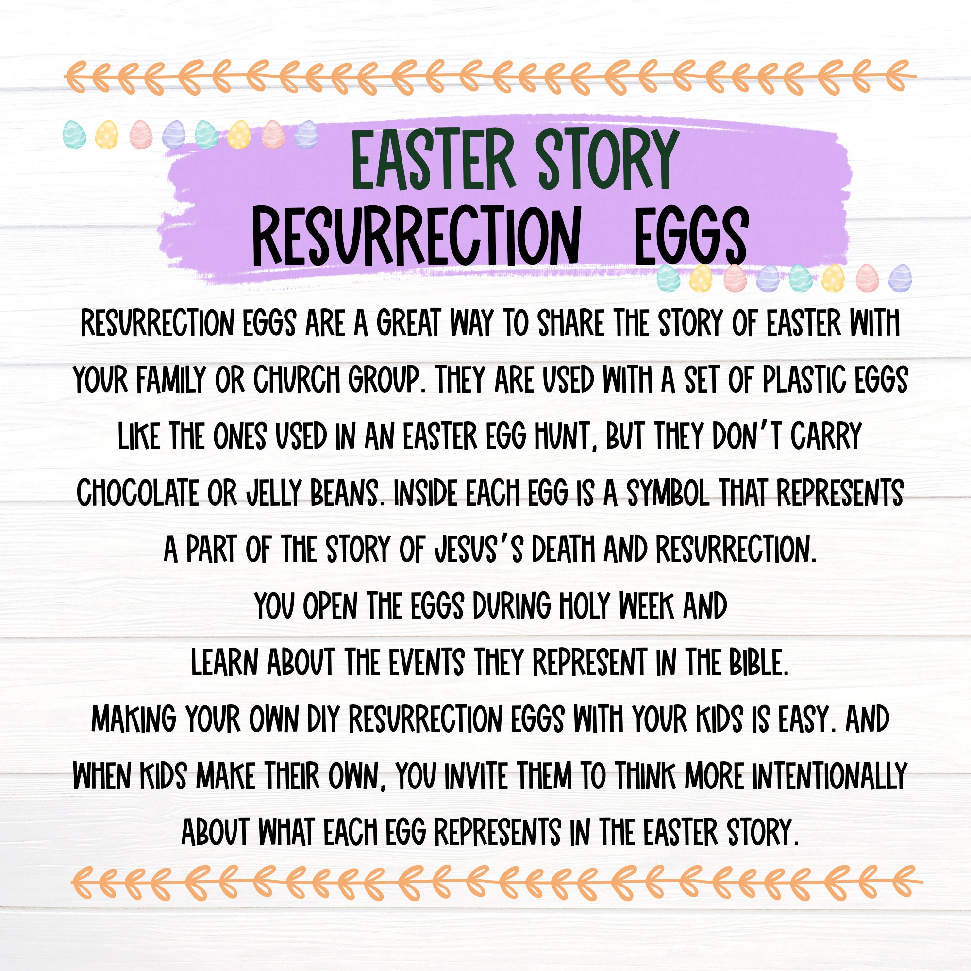 Resurrection Easter Eggs Story Printable Activity Bible Jesus Activity ...