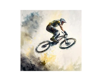Mountain Biker In Mid Flight, Printable Art, Digital Art, Inspirational Art, Room Decor