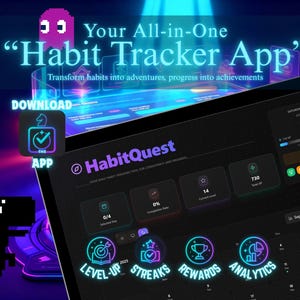 HabitQuest Template: Gamified Habit Tracker, Goal Planner, Productivity & Lifestyle | Offline first (Desktop Download)