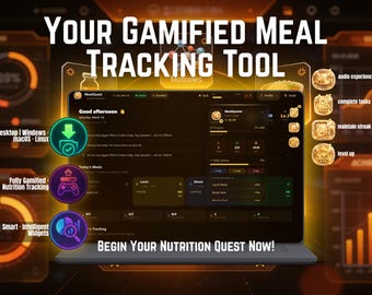 MealQuest Gamified Meal Planner & Nutrition Tracker: RPG-Style, Recipe Vault, Weekly Meal System | Offline Desktop Download