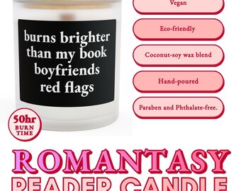 Bookish Candle | Romantasy Reader Gift | Soy Wax, Wooden Wick (50hr Burn Time)