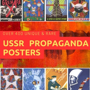 Op de afbeelding: Een verzameling vintage Sovjet-propagandaposters met felle kleuren en gedurfde graphics. De posters tonen thema's als vrede, nucleaire ontwapening en internationale samenwerking. Sommige posters bevatten tekst in het Russisch, zoals "HAM NUJEN MIR" (We hebben vrede nodig) en "ZA EVROPU BEZ YADERNOGO ORUZHIYA!" (Voor een Europa zonder kernwapens!).