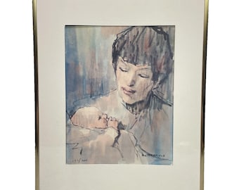 c.1985 Sarah Butterfield Limited Edition 197/200 Watercolor Mother/Child Framed