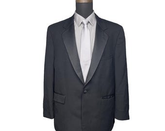 Vtg Brooks Brothers Tuxedo Jacket Black 100% Wool Peak 1818 USA Made 44R Formal