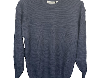 VTG Brian MacNEIL Pull en laine mélangée pour hommes XL/T bleu losanges à losanges