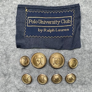 Bottoni vintage Ralph Lauren Polo University Waterbury 10 Gold Blazer Crest Helmet Buttons