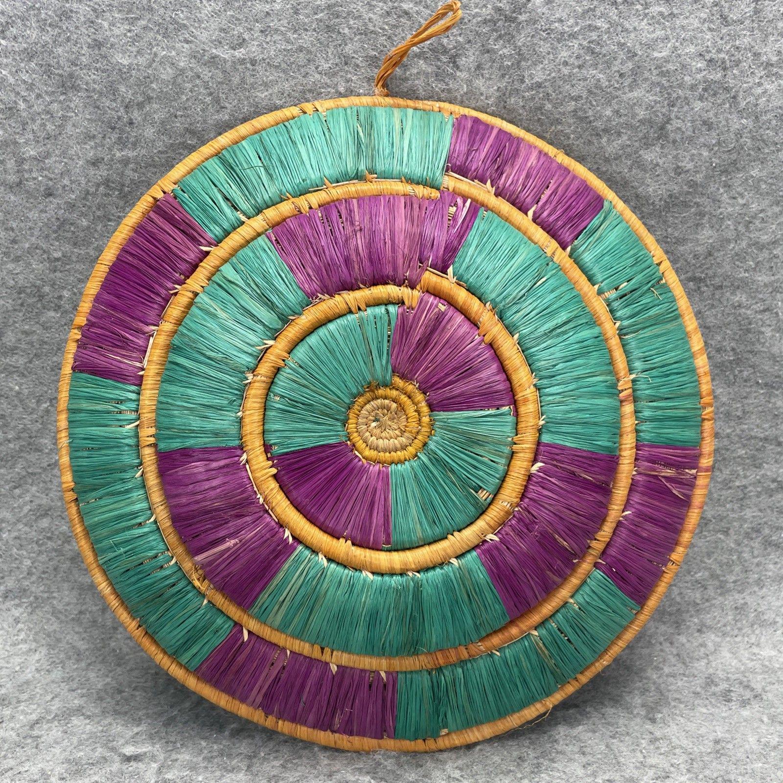 African Eswatini Hand Woven Coiled Hanging Wall Basket Bowl  African Eswatini Hand Woven Coiled Hanging Wall Basket Bowl Late 20th Century main image 0