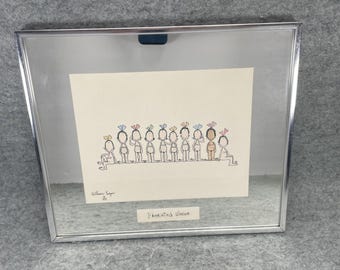 1975 gerahmte Lithographie-Druck von William Eagan "Liberated Women" 32 x 36 cm