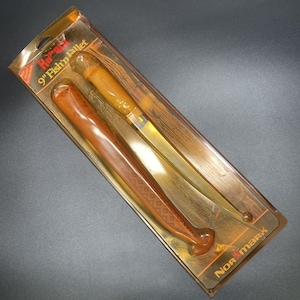 May include: A package containing two fishing fillet knives. The knives are in a clear plastic case with a brown and gold cardboard backing. The text "Horace 9" Fish'n Fillet" is printed on the packaging. The knives are approximately 9 inches long.