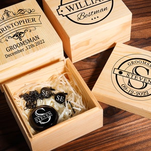 Gepersonaliseerde zakhorloges voor mannen, zakhorloge met houten kist, cadeaus bruidsjonkers, cadeau getuige, cadeau echtgenoot, cadeau vriendje, cadeau voor papa