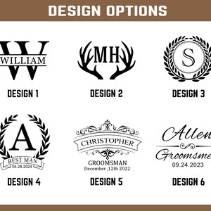 Puede incluir: Seis dise&ntilde;os diferentes para un regalo personalizado. Los dise&ntilde;os presentan una variedad de fuentes, estilos y gr&aacute;ficos, incluyendo un monograma, una cabeza de ciervo, una corona, una pancarta y una fuente de escritura. Los dise&ntilde;os son perfectos para una boda, un aniversario u otra ocasi&oacute;n especial.