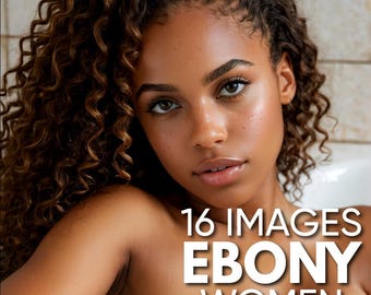 Ebony Bathing - NSFW Art - 16 images included - AI Generated