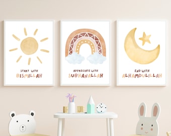 Islamische Kinderzimmer Kunstdrucke: Boho Aquarell Set (Digitaler Download)
