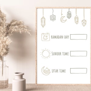 Ramadan Printable Ramadan Time Tracker, Ramadan Iftar Time Ramadan ...