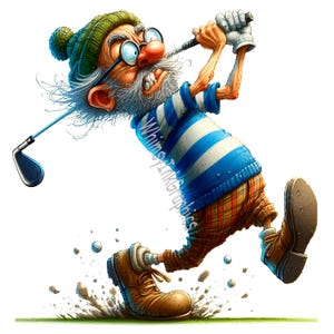 Funny Crazy Golfing Grandpas Clip Art, 21 JPG High Quality Digital Download Prints Sublimation Crafting, Commercial Use Whimsical Graphics