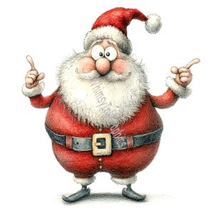 Cute Quirky Santa Claus Clipart 14 JPG White Background Clip Art 300 dpi Digital Download High Quality Prints Sublimation Journal Christmas