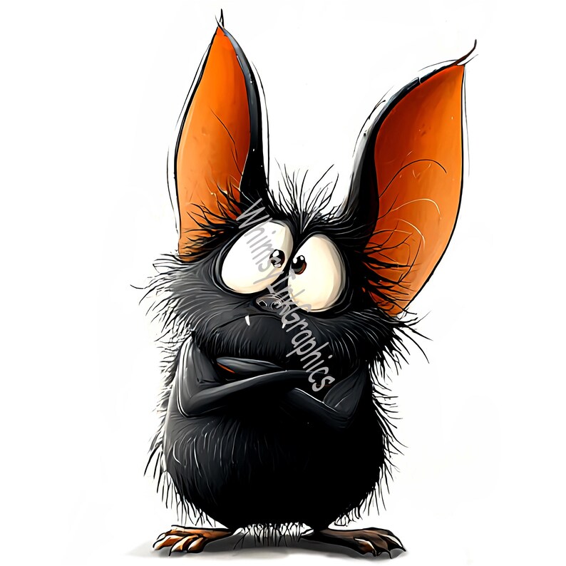 Funny Halloween Bats Clip Art: 15 JPG White Background Digital Download ...