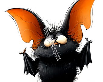 Clip art di pipistrelli divertenti di Halloween: 15 JPG Sfondo bianco Download digitale Stampa Sublimazione