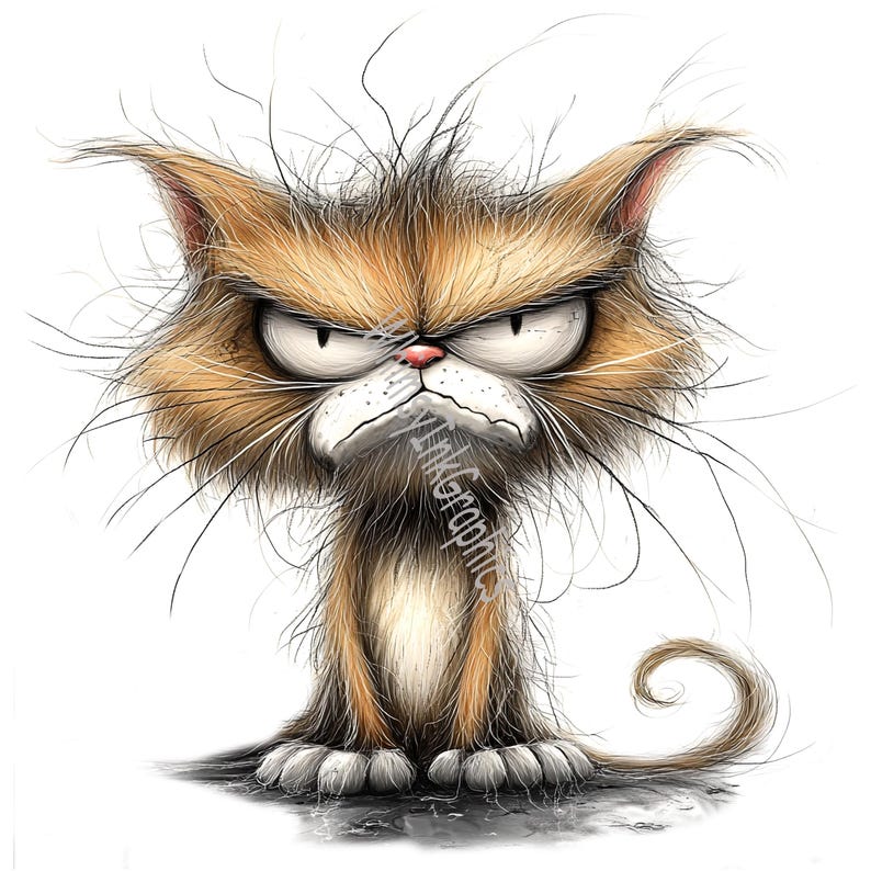 Funny Grumpy Frazzled Cats Clip Art: 14 JPG Digital Downloads for ...