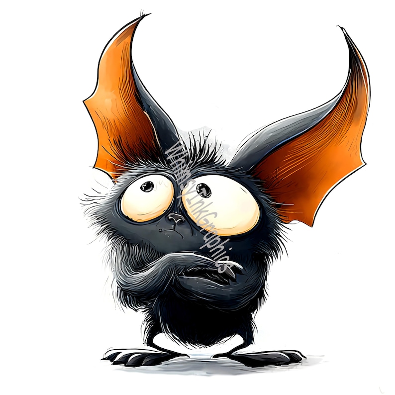 Funny Halloween Bats Clip Art: 15 JPG White Background Digital Download ...