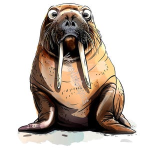 Funny Cute Walrus Clipart 27 JPG White Background 300 dpi Digital Download High Quality Prints Sublimation Journal Cards Stickers Sea Animal