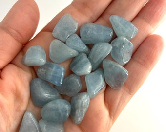 Aquamarine Tumbled Crystal, Beautiful Polished Blue Aquamarine Pocket Stone in Multiple Sizes