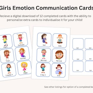 Emoties en gevoelens communicatiekaarten digitale download en personalisatie van extra kaarten